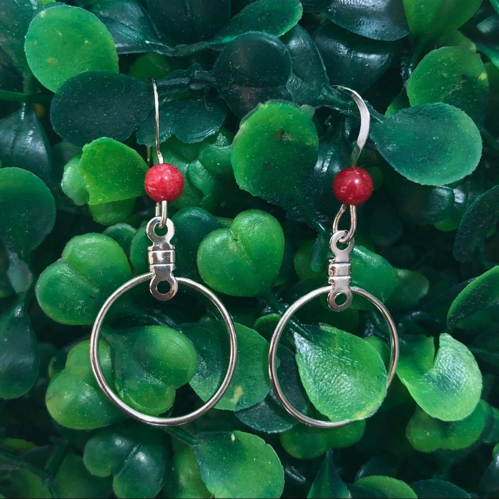 handmade artisan pink coral dangle earrings
